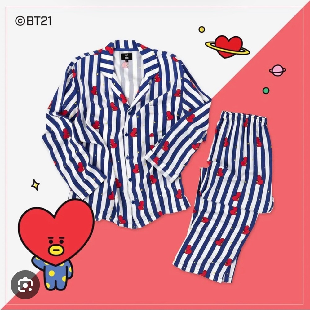Super cute BT21 (BTS) PJ set (tops and pants) comfy and light for sleep! Kpop